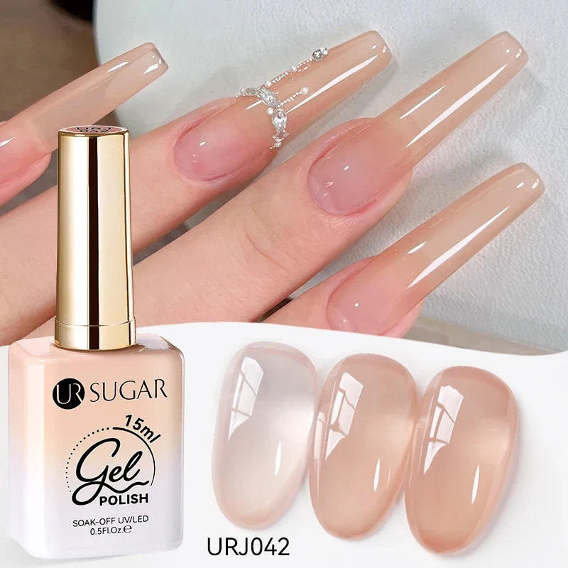 UR SUGAR 15ml Jelly Milky White Translucent Color Gel Polish Semi Permanent UV Gel Nail Art Soak Off Gel Varnish Latest Fashion Tri Light Beauty