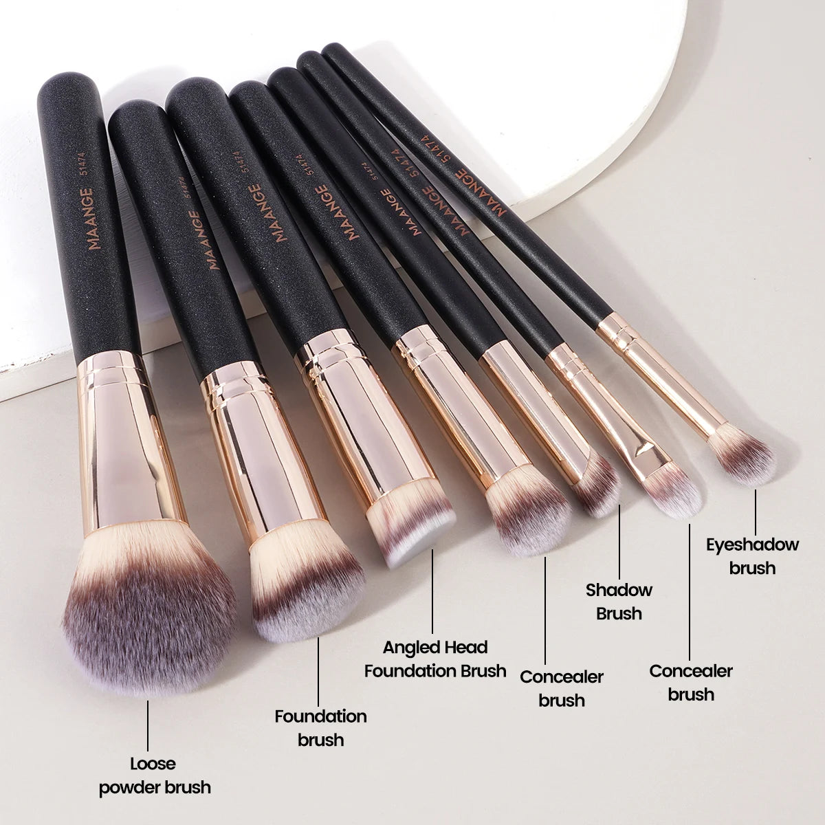 MAANGE 7pcs/set Makeup Brushes for Cosmetic Foundation Powder Concealer Blush Brush Blending Soft Bristles Beauty Tools Pi-Mart