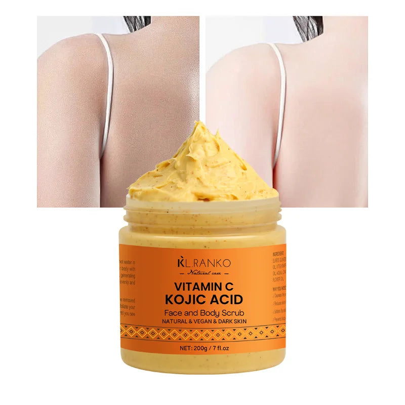 Vitamin C Kojic acid Natural Exfoliating Salt Body &Face Scrub Brightens and Softens Skin Deep Cleaning Anti Oxidative Skin Tone Pi-Mart