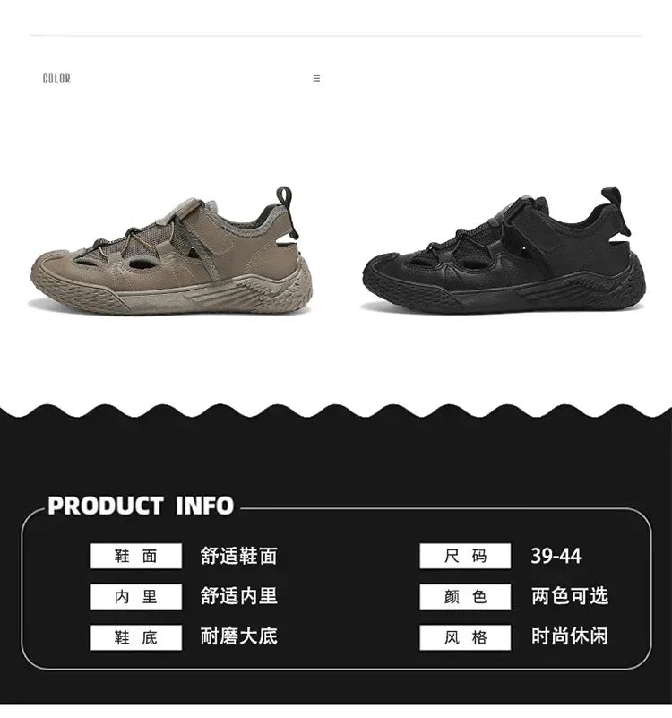 Large Size Sandals for Men, 2026 New Style, Trendy, Versatile, Casual Sports Sandals, Soft-Soled Hollow Beach Shoes for Men Pi-Mart