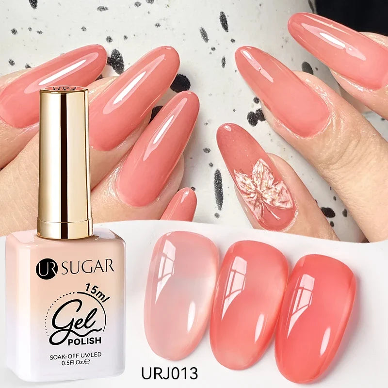 UR SUGAR 15ml Jelly Milky White Translucent Color Gel Polish Semi Permanent UV Gel Nail Art Soak Off Gel Varnish Latest Fashion Tri Light Beauty