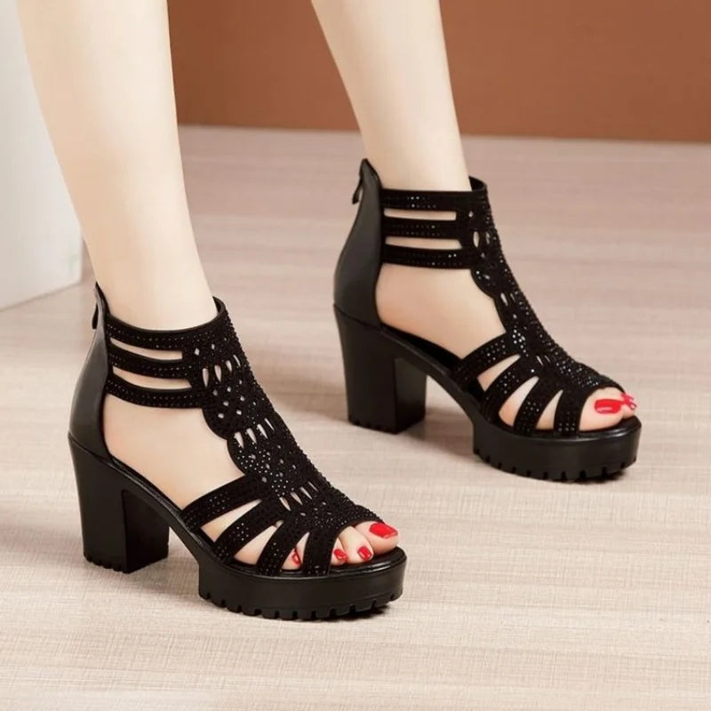 New Women's Fish Mouth Shoes Wedges Hollow Out  Anti slip Sandals Ladies Casual Low Heel Sandals Fashion open toe Mujer Footwear LadyShow.Store