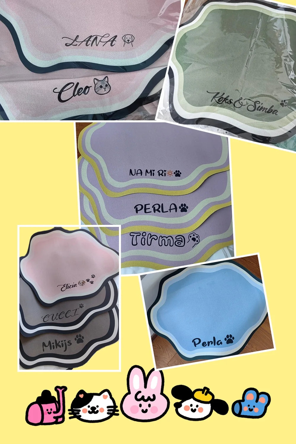  Custom Pet Feeding Mat Cute Shape Dog Diatom Mud Floor Mat Non-Slip Waterproof Home Decoration Dog Feeding Pad Pi-Mart