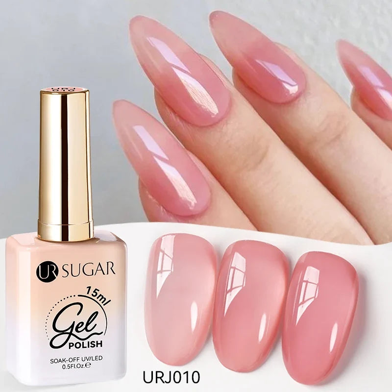 UR SUGAR 15ml Jelly Milky White Translucent Color Gel Polish Semi Permanent UV Gel Nail Art Soak Off Gel Varnish Latest Fashion Tri Light Beauty