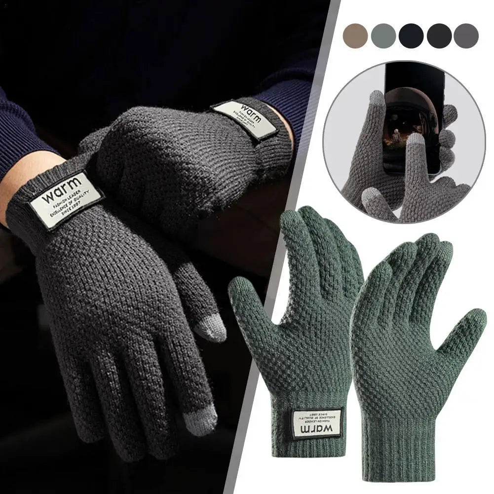 Thermal Winter Gloves For Men Thickened Warm Fleece Lined Anti-Slip Touch Screen Thermal Windproof Cycling Gloves Pi-Mart