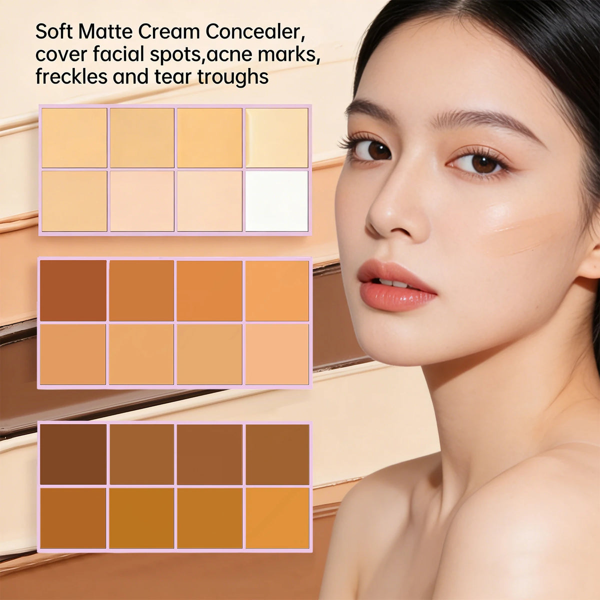 Soft Matte Cream Concealer High Coverage Cover Facial Spots, Acne Scars, Freckles and Tear Troughs Long Lasting Makeup Cosmetics Pi-Mart