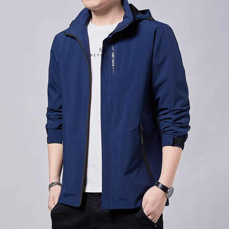 Chubasquero impermeable para exteriores para hombre, abrigo ligero para ciclismo con capucha, ropa de calle, chaqueta a prueba d LadyShow.Store