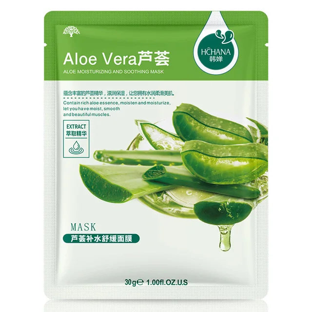30pcs Natural Plant Facial Mask Moisturizing Oil Control Anti-Aging Fruit Aloe Korean Sheet Face Mask Beauty Skin Care Prodcuts LadyShow.Store