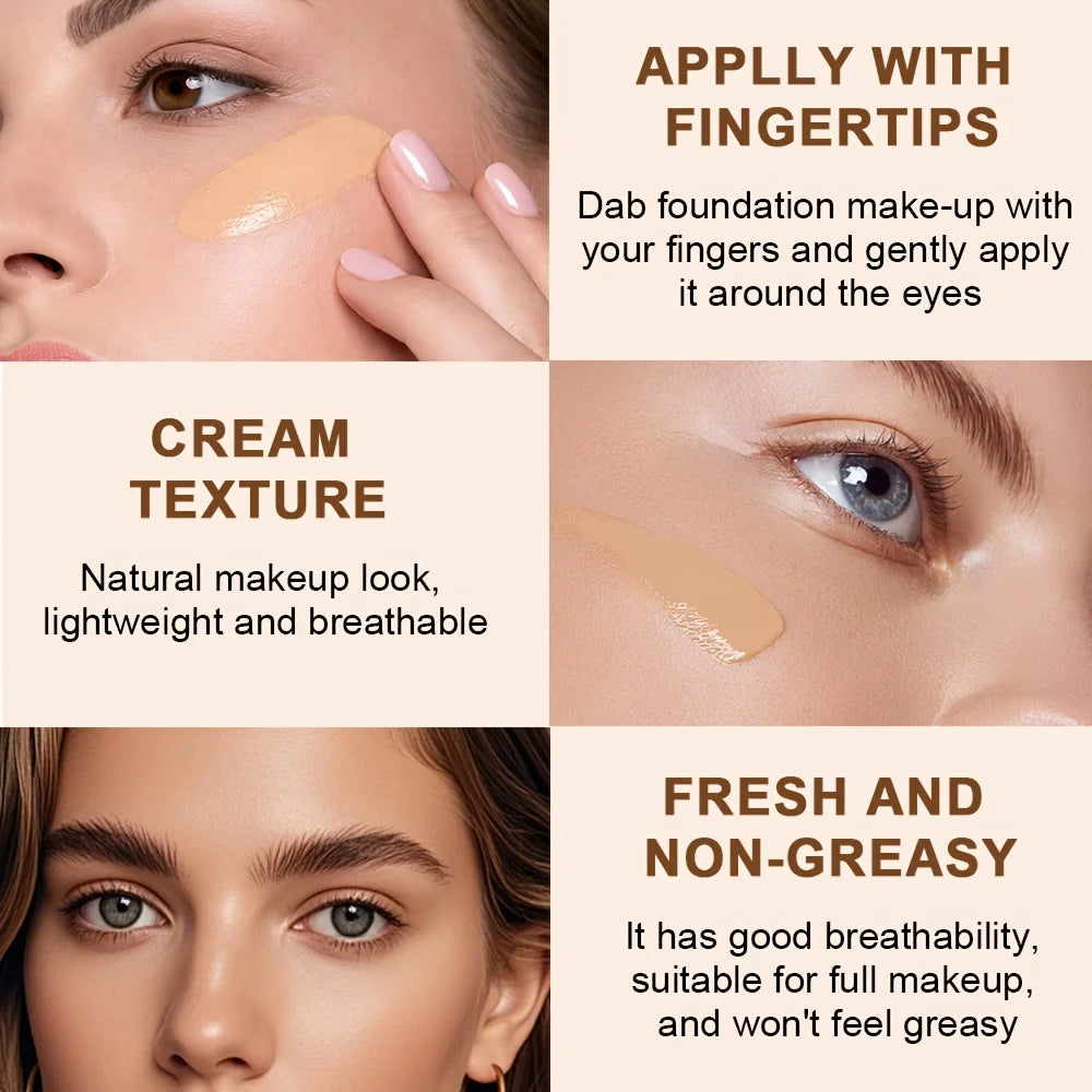Under Eye Concealer Cream Makeup, Lightweight Smooth Texture Eye Concealer Cosmetic, Natural Skin Tone Finish, 3 Shades Pi-Mart