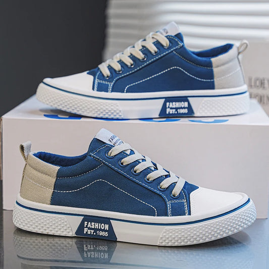 Canvas shoes four seasons men's casual shoes students flat shoes fashion soft-sole outdoor walking shoes youth Joker board shoes Pi-Mart