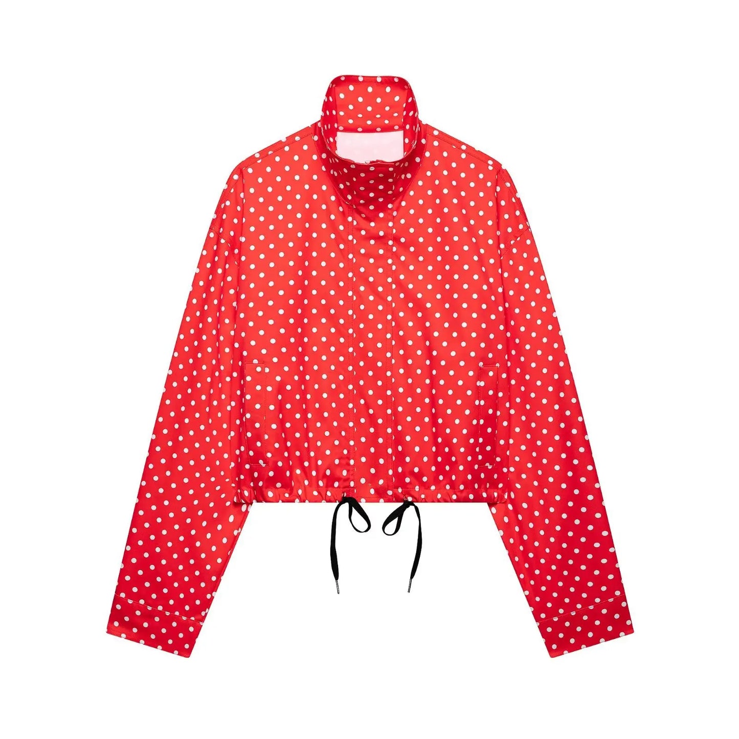 TARUXY Fashion Polka Dot Print Jacket Coat Women's Stand Collar Long Sleeved Workwear Coat Ins Hot Short Casual Female Jackets LadyShow.Store