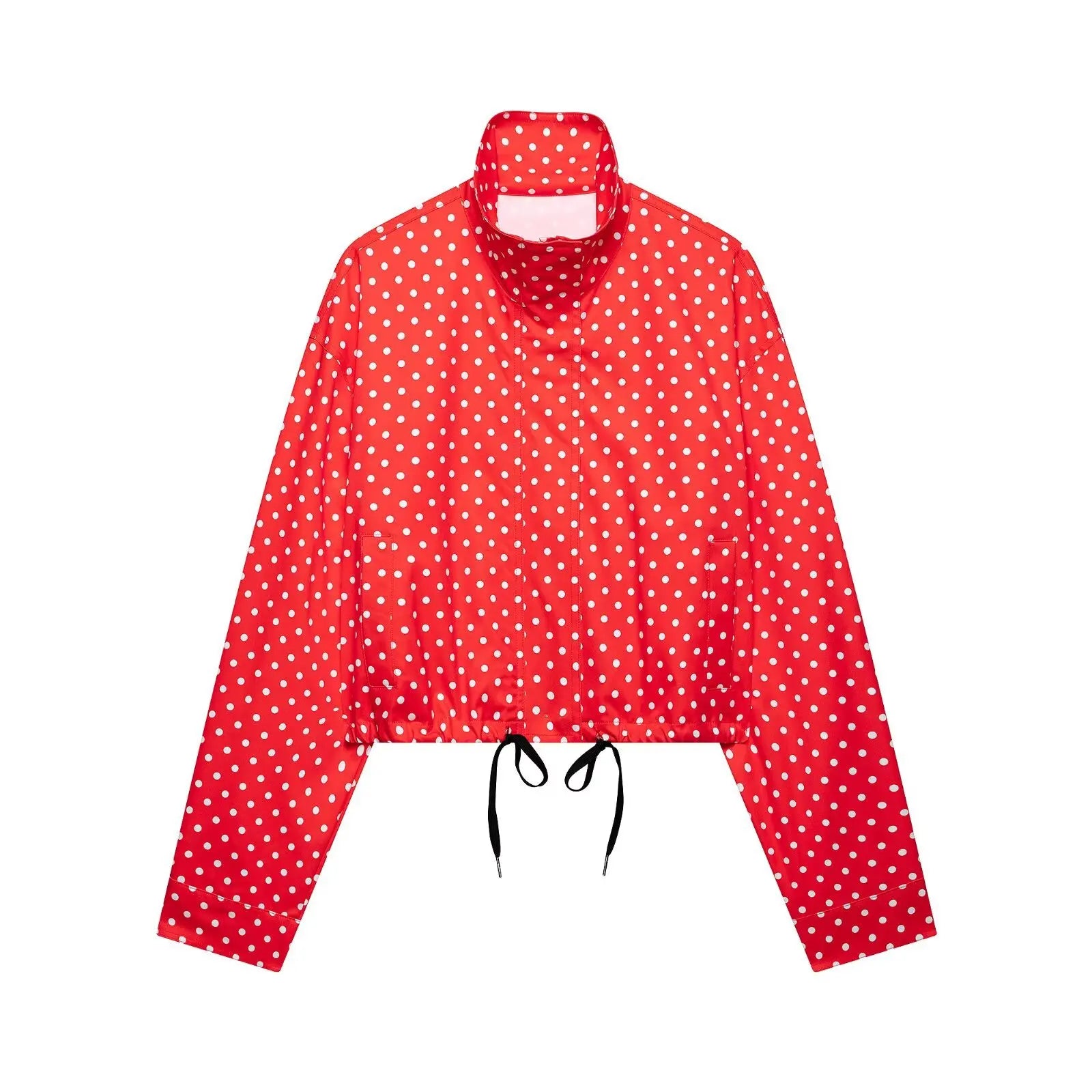 TARUXY Fashion Polka Dot Print Jacket Coat Women's Stand Collar Long Sleeved Workwear Coat Ins Hot Short Casual Female Jackets LadyShow.Store