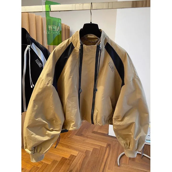 Zipper Design Niche Loose Casual Stand Collar Windbreaker Jacket Spring and Autumn Short Jacket Jacket Top Pi-Mart