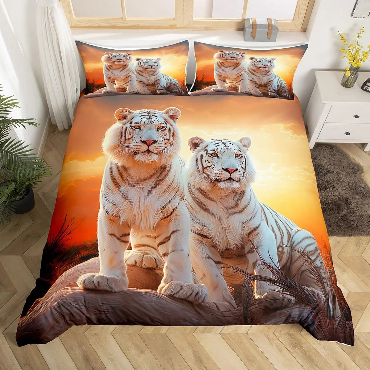 Tiger Duvet Cover Twin Queen African Animal Bedding Set Wild Safari Animal Comforter Cover for Child Teen Adult Bedroom Decor Pi-Mart