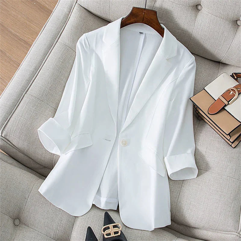 2026 Spring Summer New Temperament Versatile Large Size Women's Small Blazer Coat Loose Elegant FemaleThin  Blazer Jacket 4XL LadyShow.Store