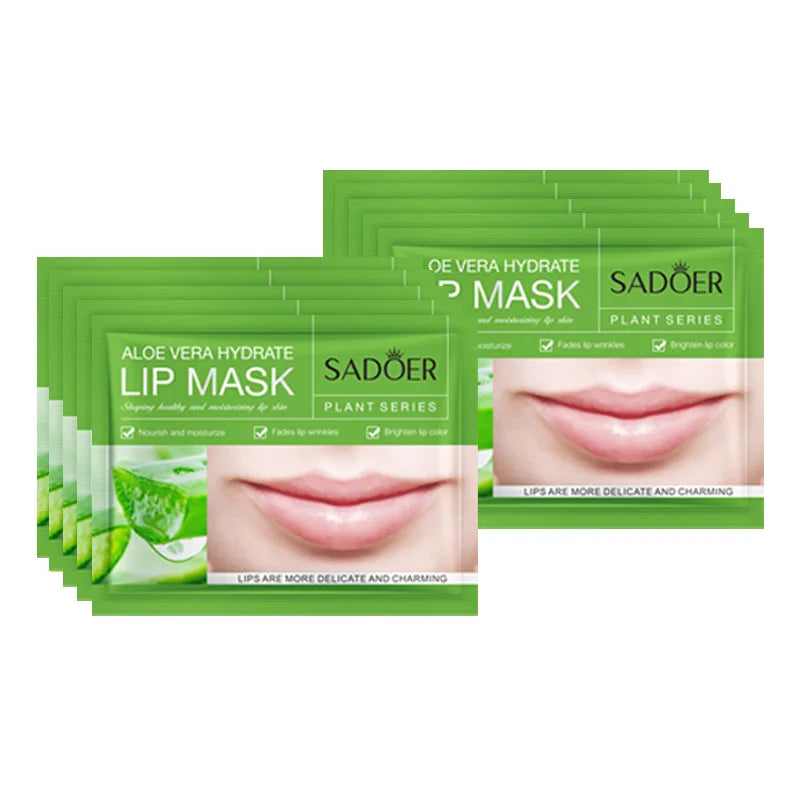 10pcs SADOER Fruits Moisturizing Lip Mask Lips Skin Care Nourishing Hydrating Crystal Collagen Gel Lip Patches Lips Plumper LadyShow.Store