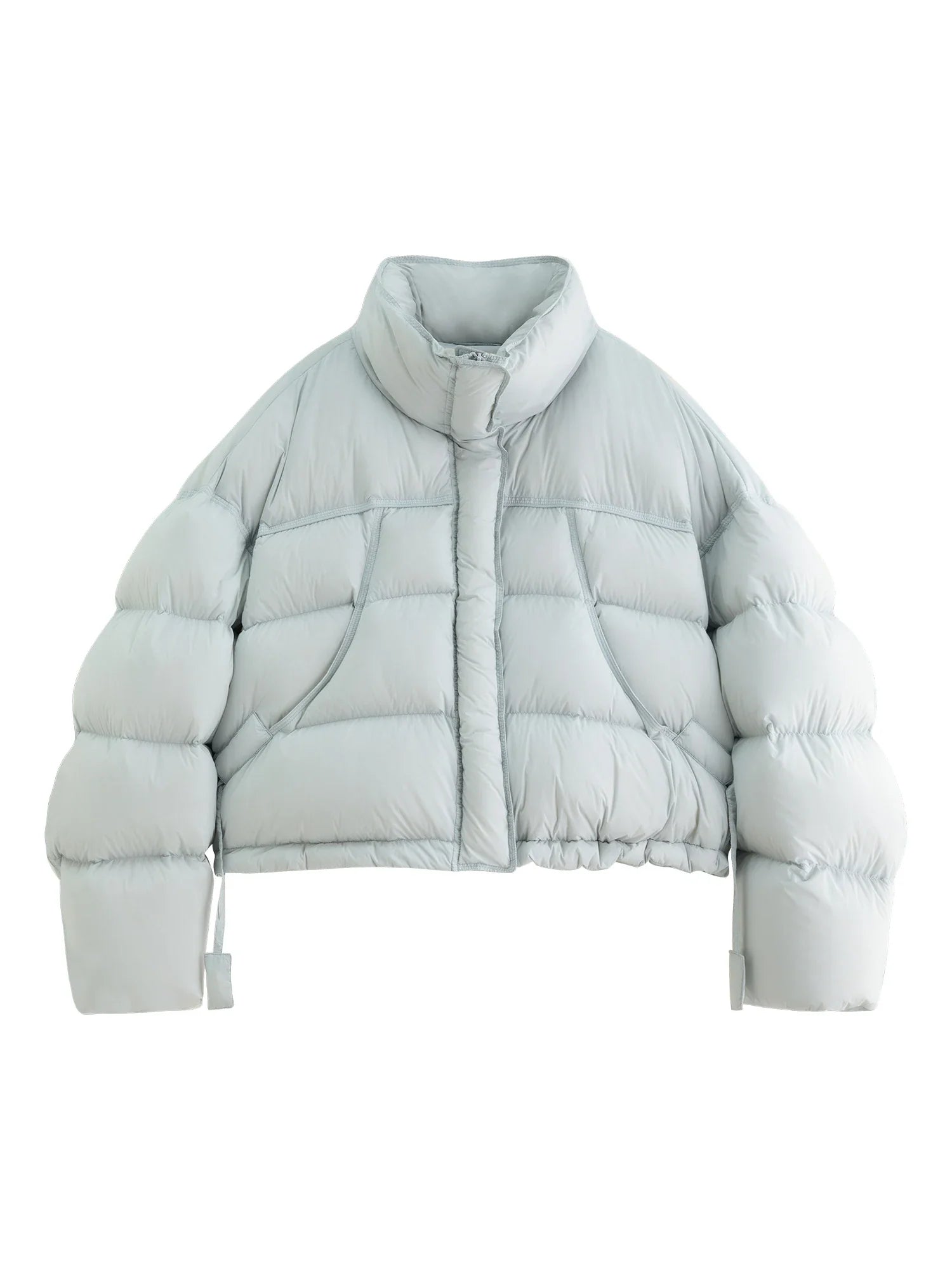 FSLE Winter 2025 Women Cloud-Like Puffer Coat - Stand Collar Short Down Jacket Lazy Chic Style Glossy Finish for Casual Comfort LadyShow.Store