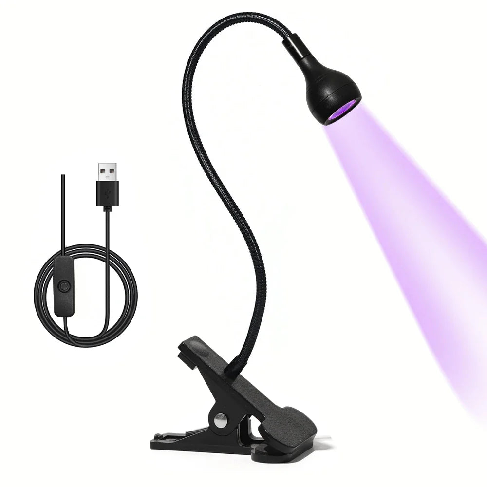 Nail LED UV Lamp for Drying Gel Nails Polish Clip-On Flexible Desk Mini Portable USB Nail Lamp UV Light Dryer for Manicure Salon Tri Light Beauty
