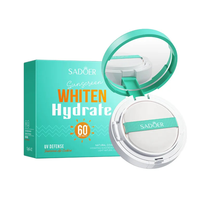 SADOER Air Cushion Whitening Hydrating Barrier Concealer BB Cream Brighten Moisturizing Sunscreen SPF60+ Anti-sunburn Makeup Tri Light Beauty