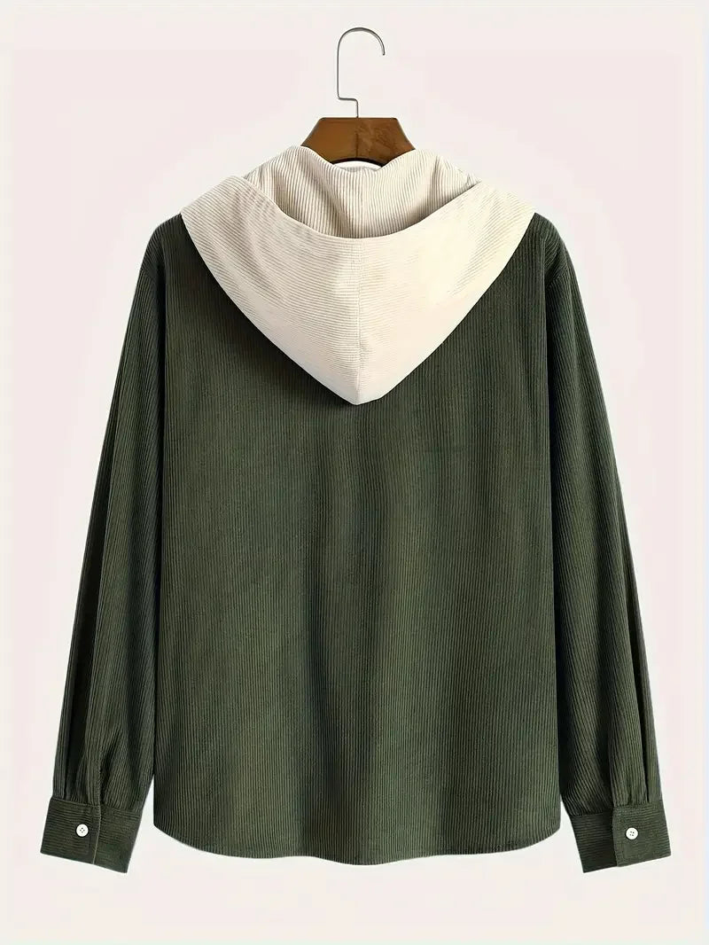 The 2025 New Fashion Trend Spring and Autumn Corduroy Hooded Jacket Is Comfortable and Casual for Daily Commuting for Men Pi-Mart