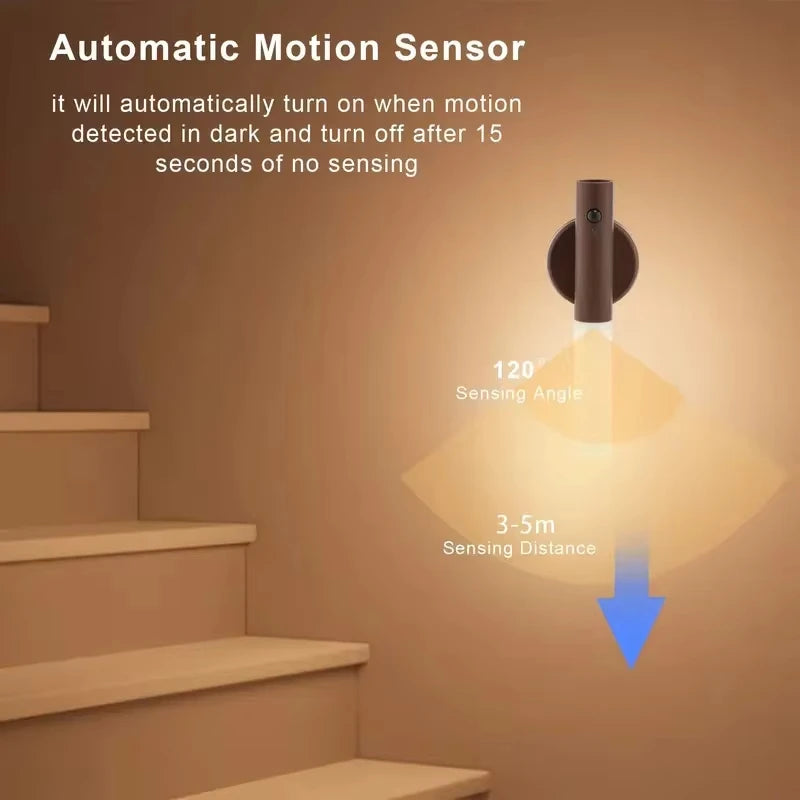 LED Rechargeable Magnetic Wall Lamp Smart Motion Sensor Night Light Portable for Hallway Bedroom Stairs Bathroom Cabinets Decor Pi-Mart