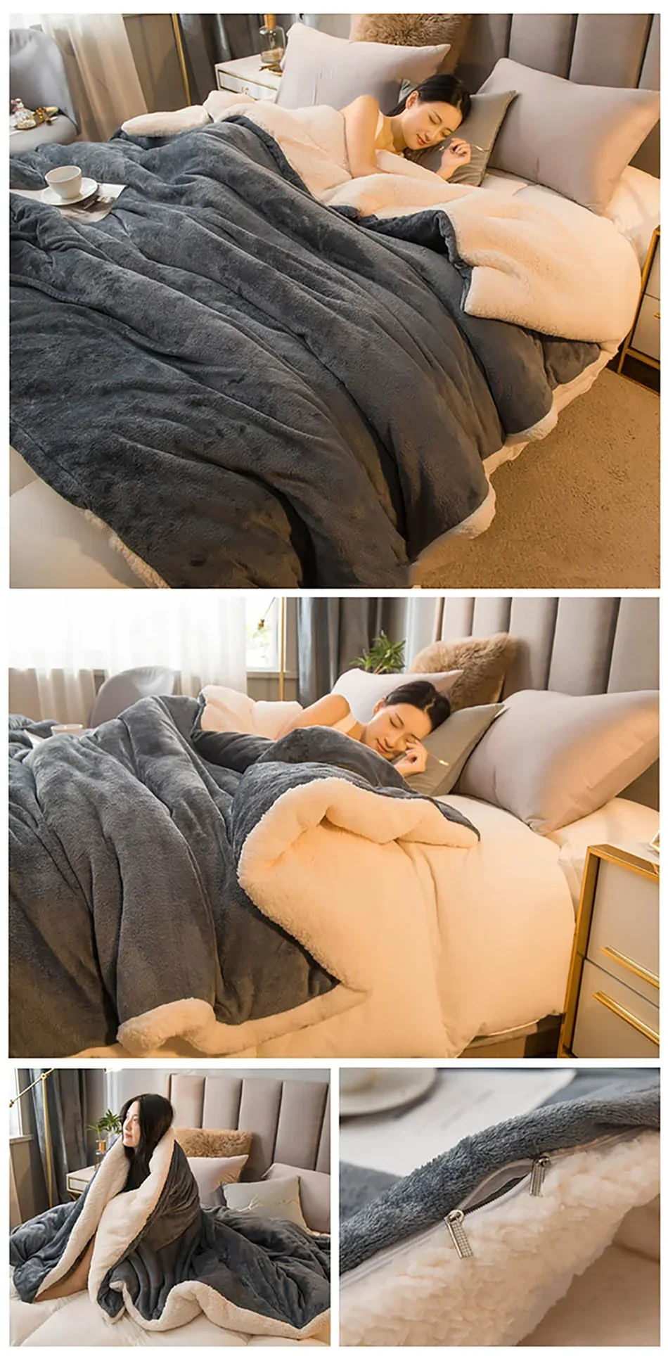 Wool Throw Blanket Keep Warm Winter Bed Blankets Double Sided Queen Duvet Cover Camping Double Bed Cover Bedspread On The Bed Pi-Mart