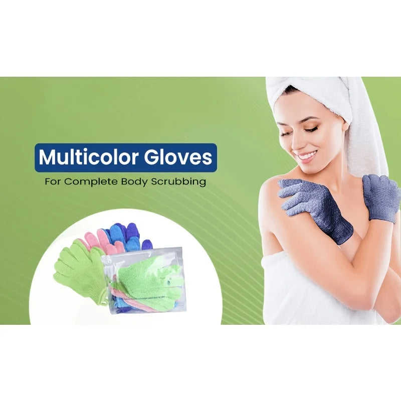Exfoliating Shower Bath Glove Set  Deep Cleaning Body Scrub Spa Massage Glove for Skin - Bath Bomb Included Tri Light Beauty