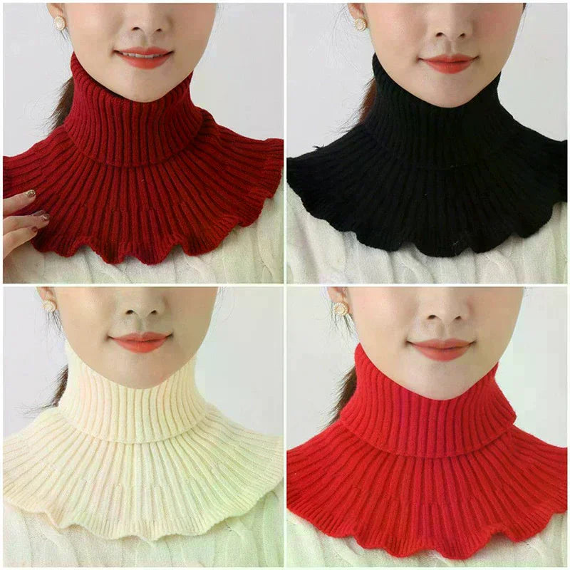 Warm Knitted Fake Collar Women Thicken Turtleneck Ruffles False Collars Detachable Neck Guard Winter Windproof Fake Collar Pi-Mart