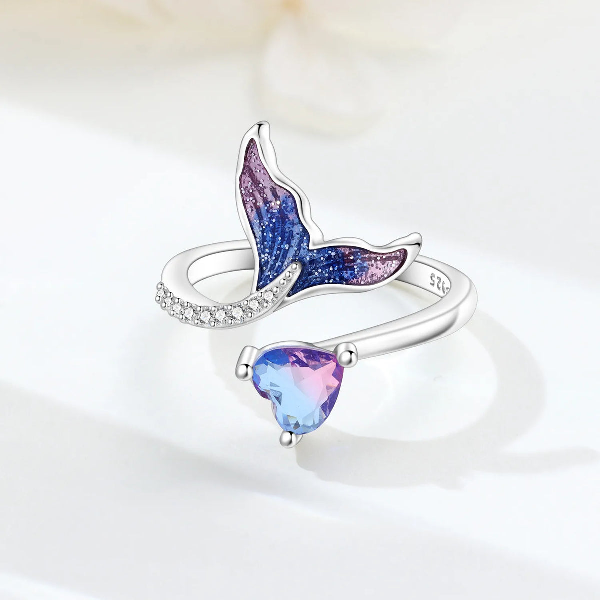 Original 925 Sterling Silver Open Ring Exquisite Panda Dolphin Adjustable Ring Original Daily Fine Jewelry Women Birthday Gifts Pi-Mart