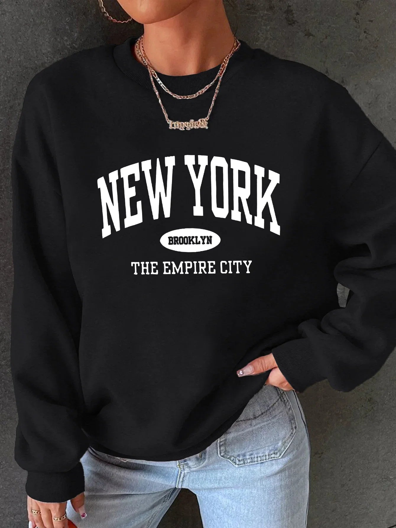 Women's Casual USA Print Pullover Sweatshirt Geometric Design Long Sleeve Round Neck Machine Washable Regular Fit for Autum LadyShow.Store
