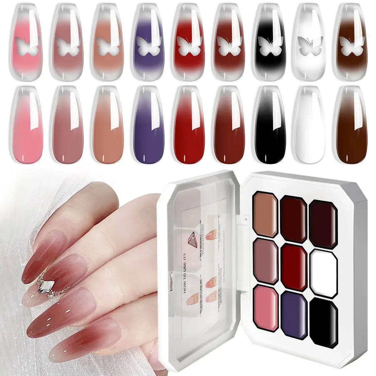 LIMEGIRL 7in1 Nail Gradient Painting Gel Long-lasting Nail Gel Polish Hybrid Color Nail Art Design High Texture Gradient Gel Tri Light Beauty