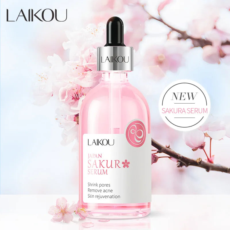 100ml LAIKOU Sakura Facial Serum Vitamin C Essence Moisturizing Firming Brightening Face Serum Beauty Facial Skin Care Products Tri Light Beauty