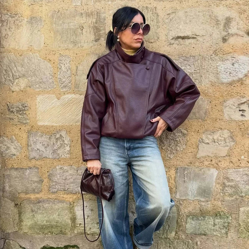 MUJER Faux Leather Jackets for Women Oversize Women's Bomber Jacket Fashion Winter Womens Coats Outerwears Demi-season Jackets LadyShow.Store
