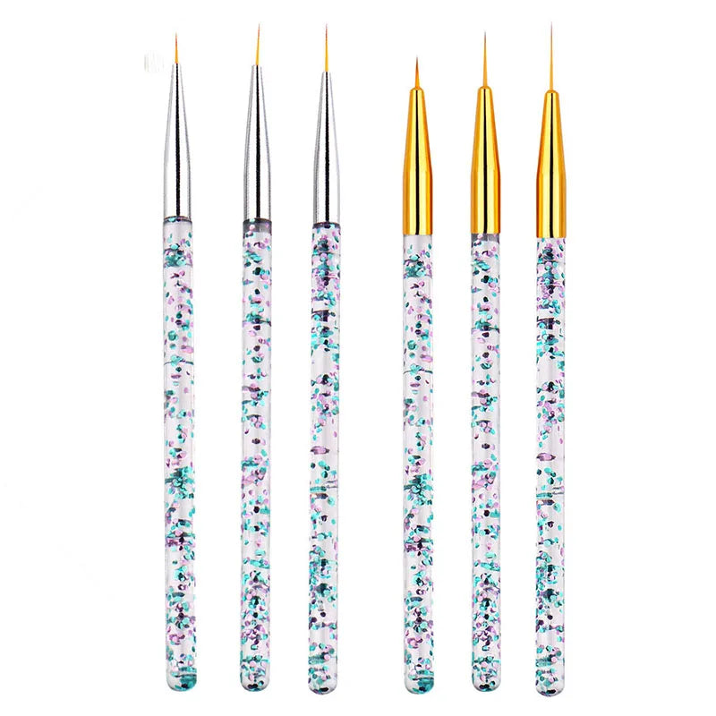 5/20Pcs Nail Art Brush Design Tip Painting Drawing Carving Dotting Pen FlatFan Liner Acrylic Gel UV Polish Manicure Tools Tri Light Beauty
