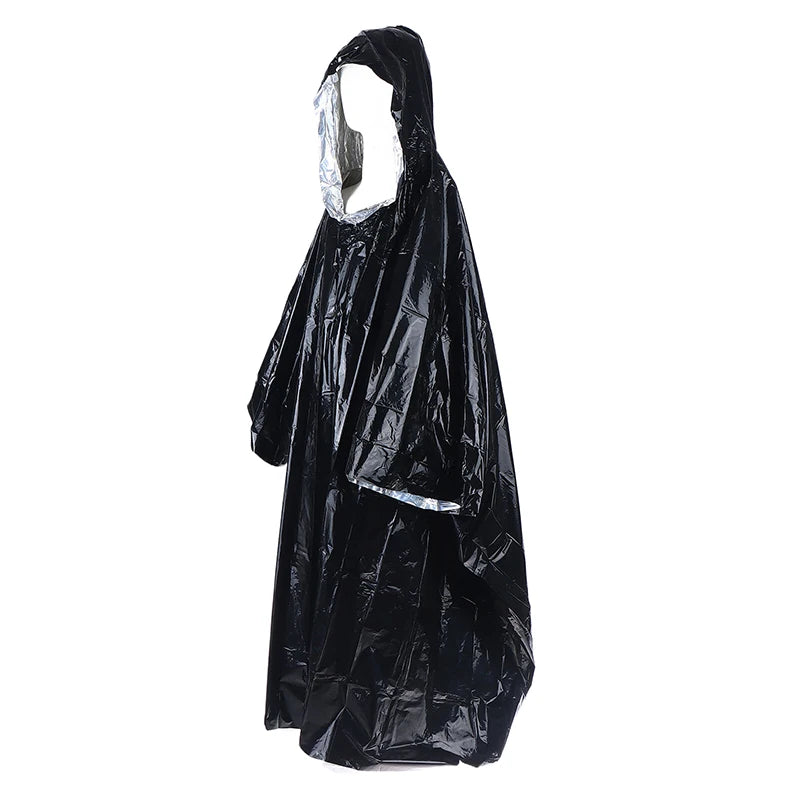 Waterproof Emergency Rain Poncho PE Thermal Blanket Raincoat Hooded Cover For Outdoor Camping Hiking Travel Motorcycle Rain Gear Pi-Mart