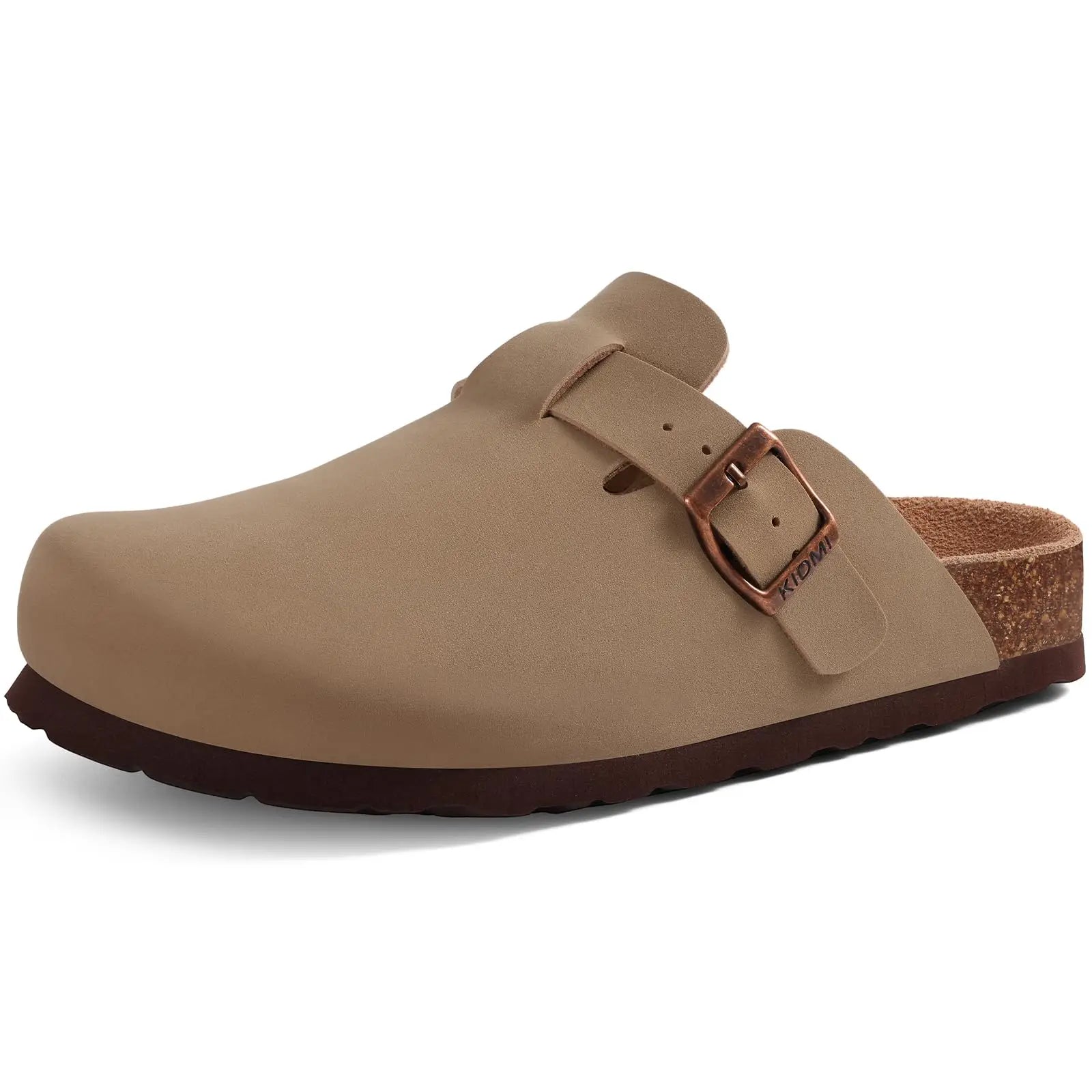 Comwarm Buckle Clogs For Women Men New Genuine Suede Clogs with Arch Support Soft Cork Footbed Mules Fashion Thick Beach Sandals Pi-Mart