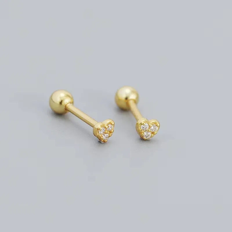 New Fashion Heart Stud Earrings for Women Hypoallergenic Screw Cartilage Helix Earring Girls Piercing Accessories Jewelry Gifts Pi-Mart