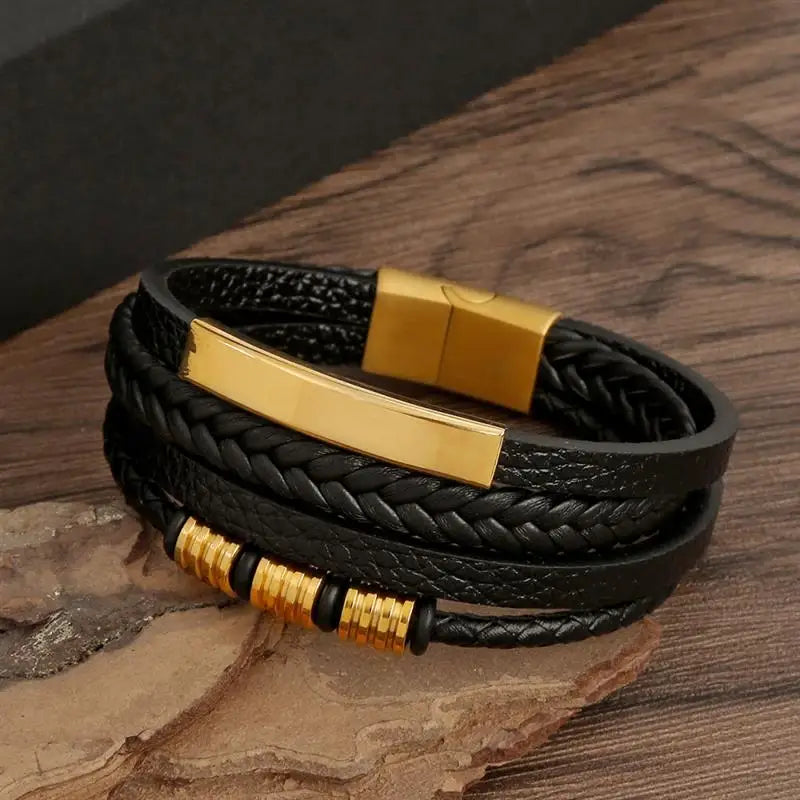 Classic Men's Leather Bracelet New Style Hand-woven Multi-layer Combination Accessory Fashion Man Jewelry Wholesale Dropshipping Pi-Mart