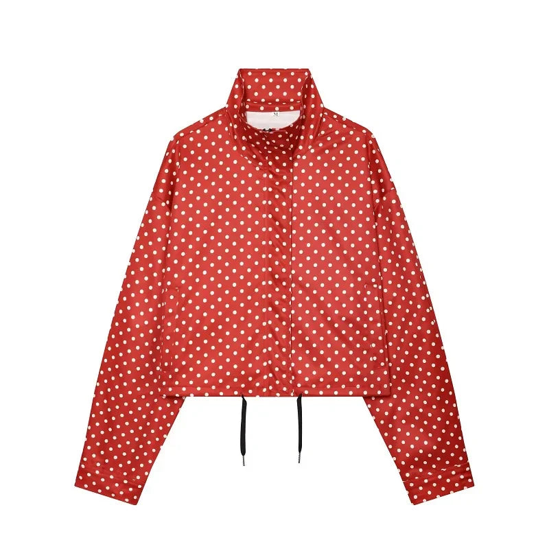 MUJER Polka Dot Bomber Jackets for Women Oversized Cropped Jacket Woman Long Sleeve Women's Jacket Fashion Winter Coat Female LadyShow.Store