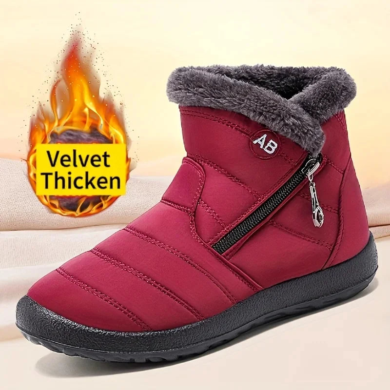 Women's Winter Snow Boots Faux Fur Lined Waterproof Ankle Booties Side Zipper Warm Outdoor Short Boots for Cold Weather LadyShow.Store