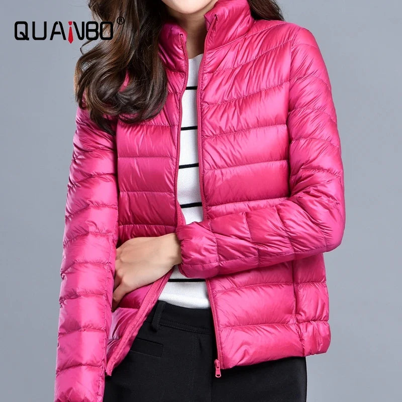 Women Spring Jacket Fashion Short Ultra Lightweight Packable Puffer Coats 15 Colors Female Down Warm Korean Slim Fit Parkas 5XL LadyShow.Store