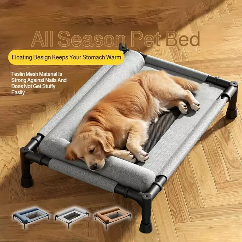 Elevated Cooling Mesh Dog Cot Breathable Moisture Resistant Bed With Pillow Four Seasons Use Indoor For Dog Cat Pet Supplies Pi-Mart