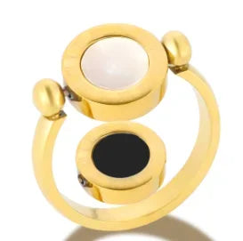 Stainless Steel Ring for Women Inlaid Zircon Rings Waterproof Romantic Fashion Jewelry Pi-Mart