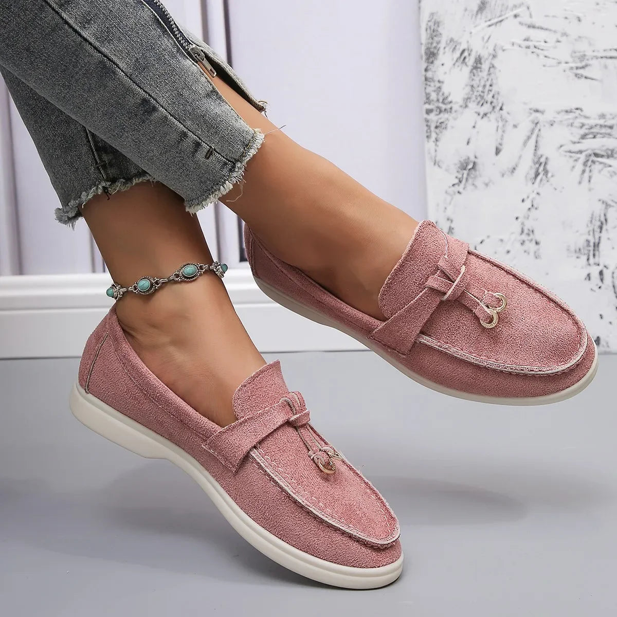 Comfortable Spring and Autumn New Large Size Soft Sole Women's Shoes British Style Fashion Flat Shoes Comfortable Casual Shoes Pi-Mart