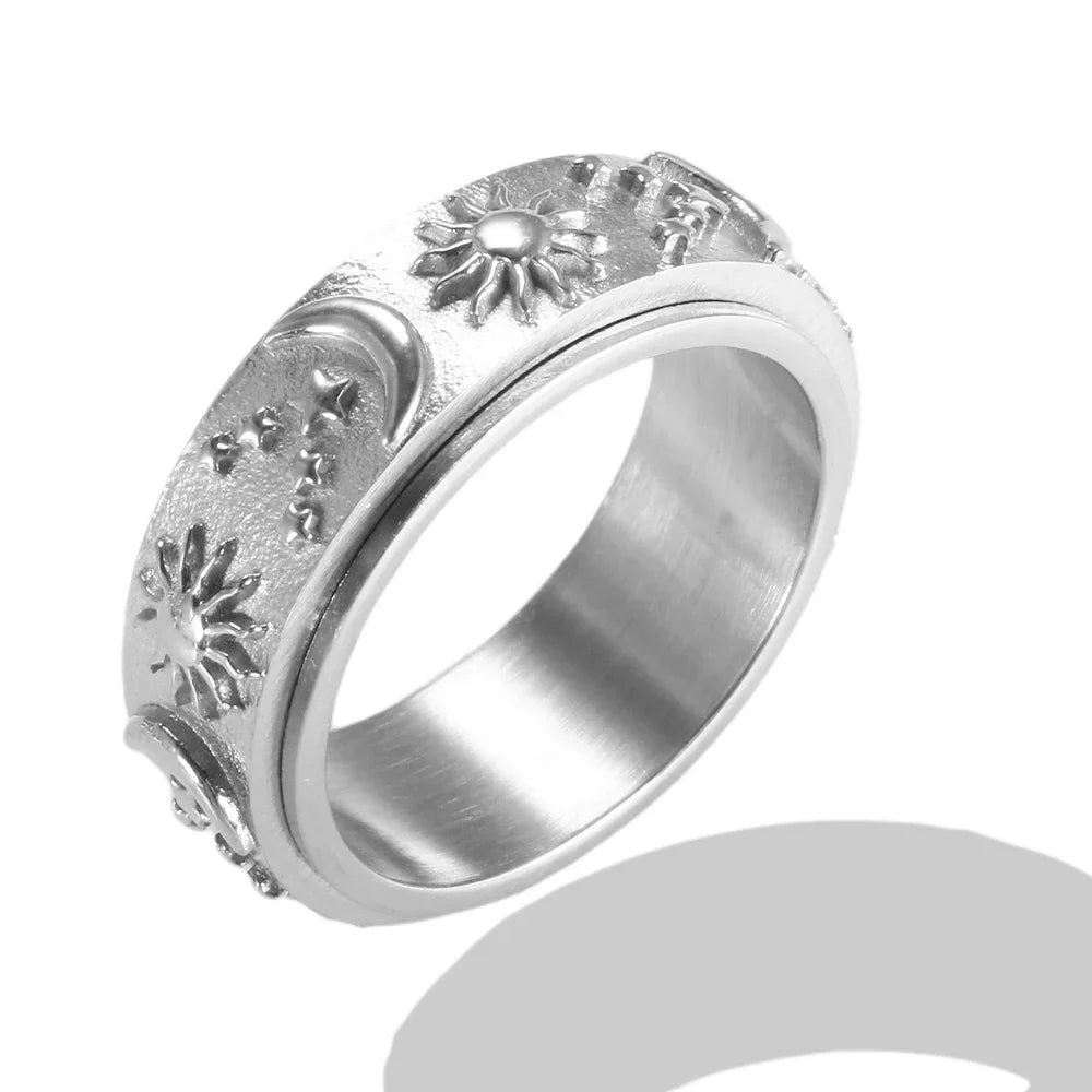 Personality Round Beads Ring Band Small Clear Crystal Zircon Waterproof Stainless Steel Rings Simple Granular Fine Jewelry Pi-Mart