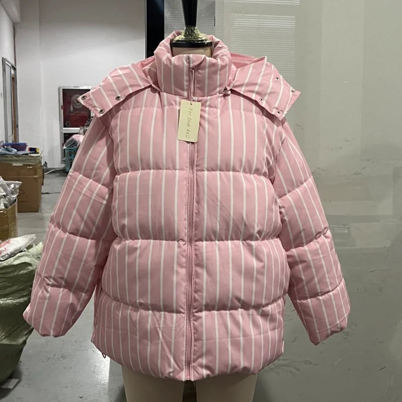 Chic Leopard Hooded Puffer Coat Set Women Quilted Full Sleeve Zip Jacket Wide Leg Pants 2026 New Lady Winter Thicken Warm Outfit Pi-Mart