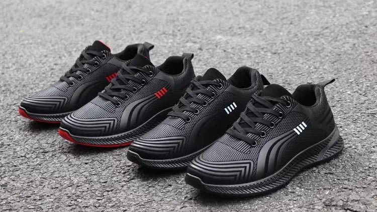 Waterproof Men's Sneakers Casual Running Shoes Soft Bottom Black Leather Sports Shoes Pi-Mart