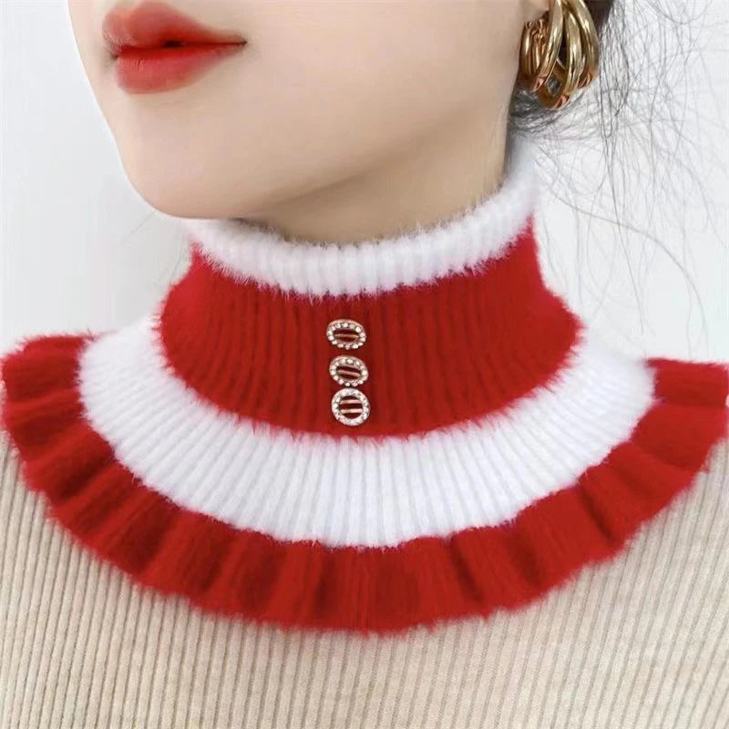 Warm Knitted Fake Collar Women Thicken Turtleneck Ruffles False Collars Detachable Neck Guard Winter Windproof Fake Collar Pi-Mart