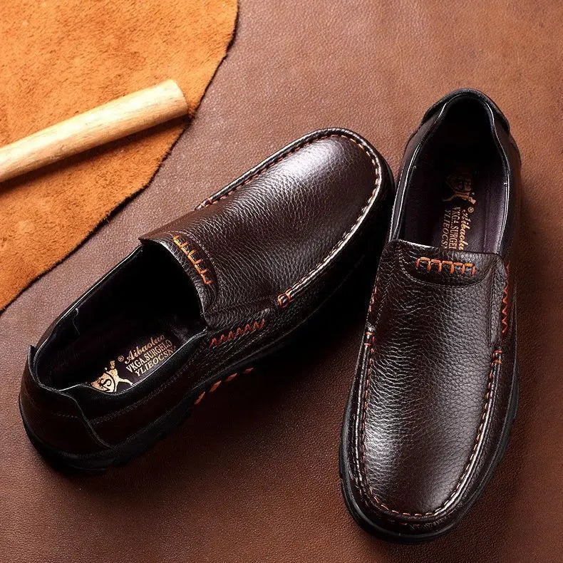 Autumn Genuine Leather Men's Casual Business Leather Shoes Lightweight Breathable Anti Slip Casual Leather Shoes Men Shoes Pi-Mart