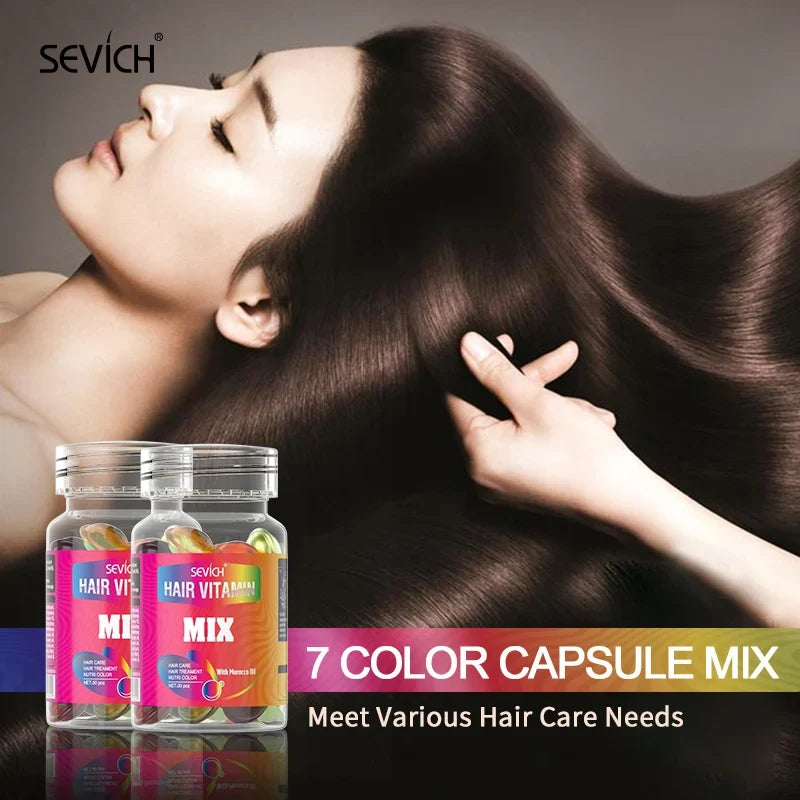 30Pcs Anti Hair Loss Hair Vitamin Capsule Oil Keratin Complex Oil Smooth Silky Hair Serum Hair Mask Repair Frizz Damaged Sevich Tri Light Beauty